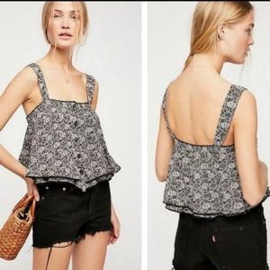 NWT FREE PEOPLE Sweet Caroline Floral Flowy Crop Top Size Small